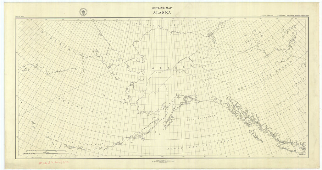 Outline Map Alaska Lambert Conformal Conic Projection