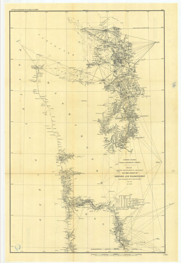 Sketch Showing The Progress Of The Survey On The Coasts Of Oregon And Washington From Tillamook Bay To Tho Boundary
