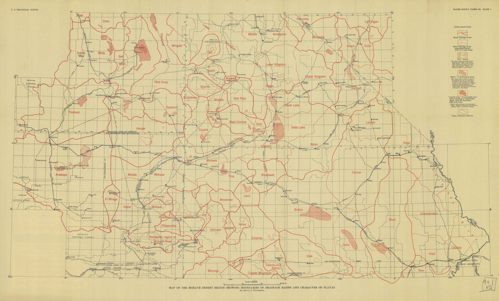 Map Of The Mohave Region Showing Boundaries Of Drainage Basins And Character Of Plays