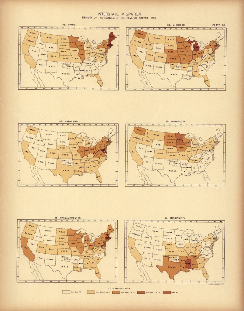 Interstate migration ... : 1890 (ME, MD, MA, MI, MN, MS)