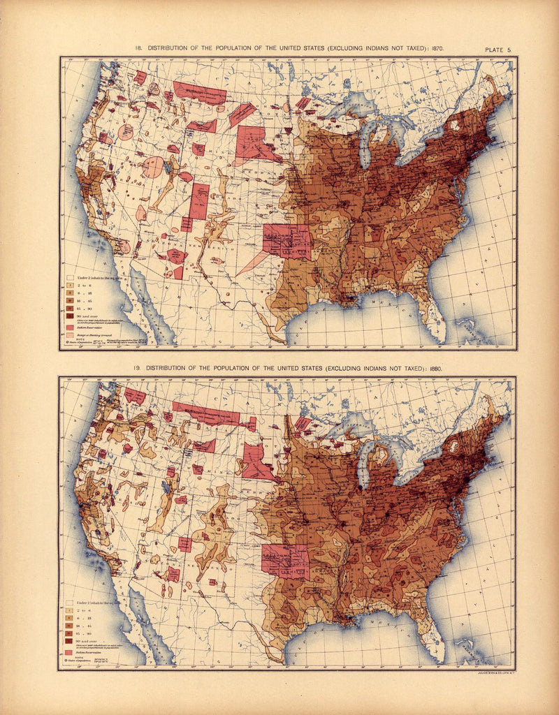 Distribution of the population of the United States: 1870 & 1880