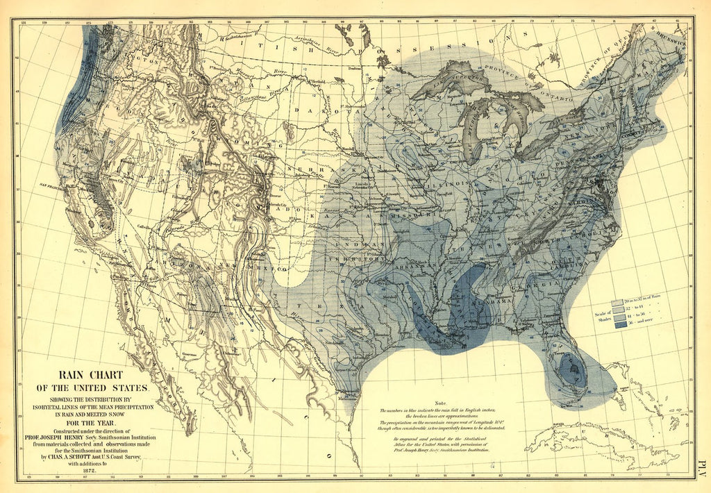 Rain chart of the U.S. (1872)