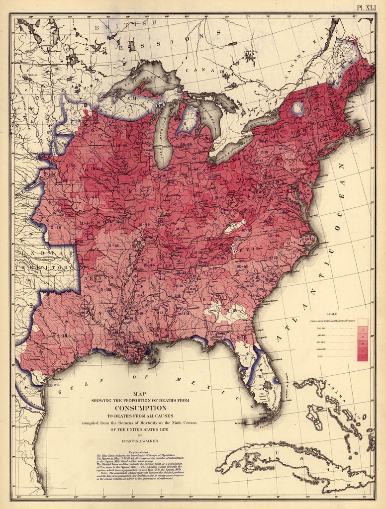Death by Consumption Map, 1870